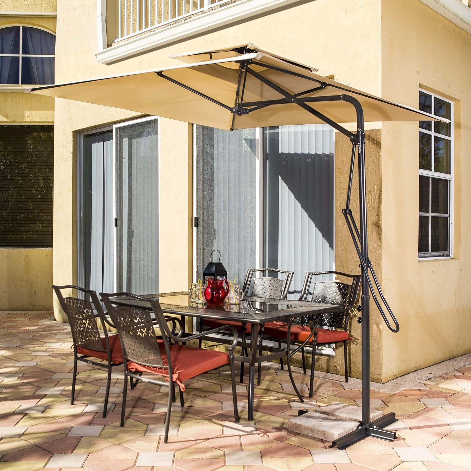 Amazon Com Elveshome 7 Ft Offset Cantilever Vented Square Umbrella Garden Outdoor