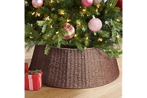Hommtina Christmas Tree Collar- 33",Christmas Tree Base Christmas Basket Collar for Home, Living Room,for Covering Tree Stand (Brown3, 33 in)