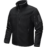 CRYSULLY Men's Fleece Jacket Winter Tactical Full-Zip Coat Military Jackets Multi Pockets