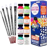 Angelus Leather Paint Kit, 13 Piece Set with 8 Flexible Acrylic Paints (1 oz Each) &amp; 5-Piece Brush Set, Customize Sneakers, Leather, Canvas, Wood, Denim, Vinyl &amp; More Neon Metallic Orange Colors (After Hours)