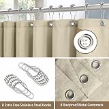 Shower Curtain Linen-Style 122x182cm Taupe with Metal Hooks view 3