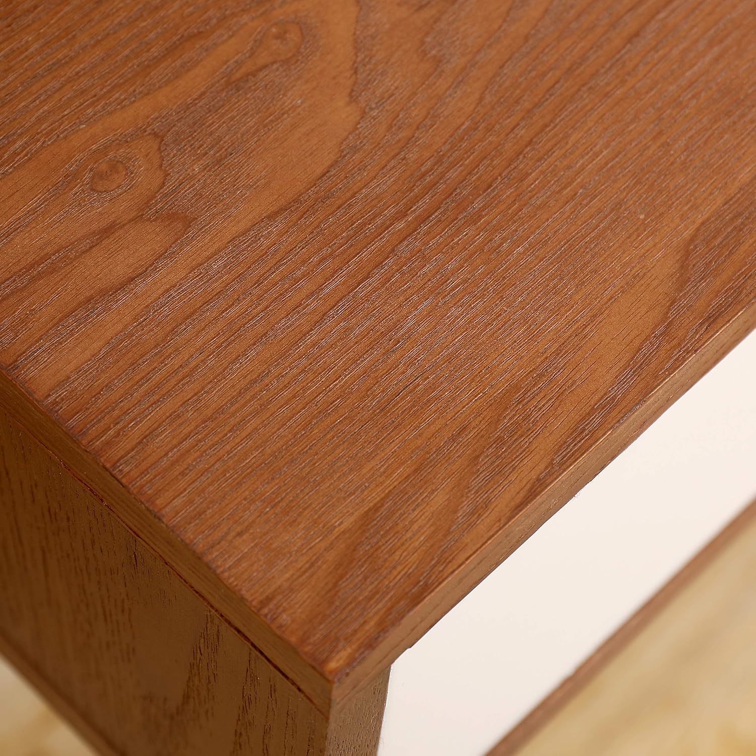 MOOSENG Wood Nightstand End Side Drawer and Open Shelf Accent Table Modern Furniture in Bedroom Home, Brown: Furniture & Decor