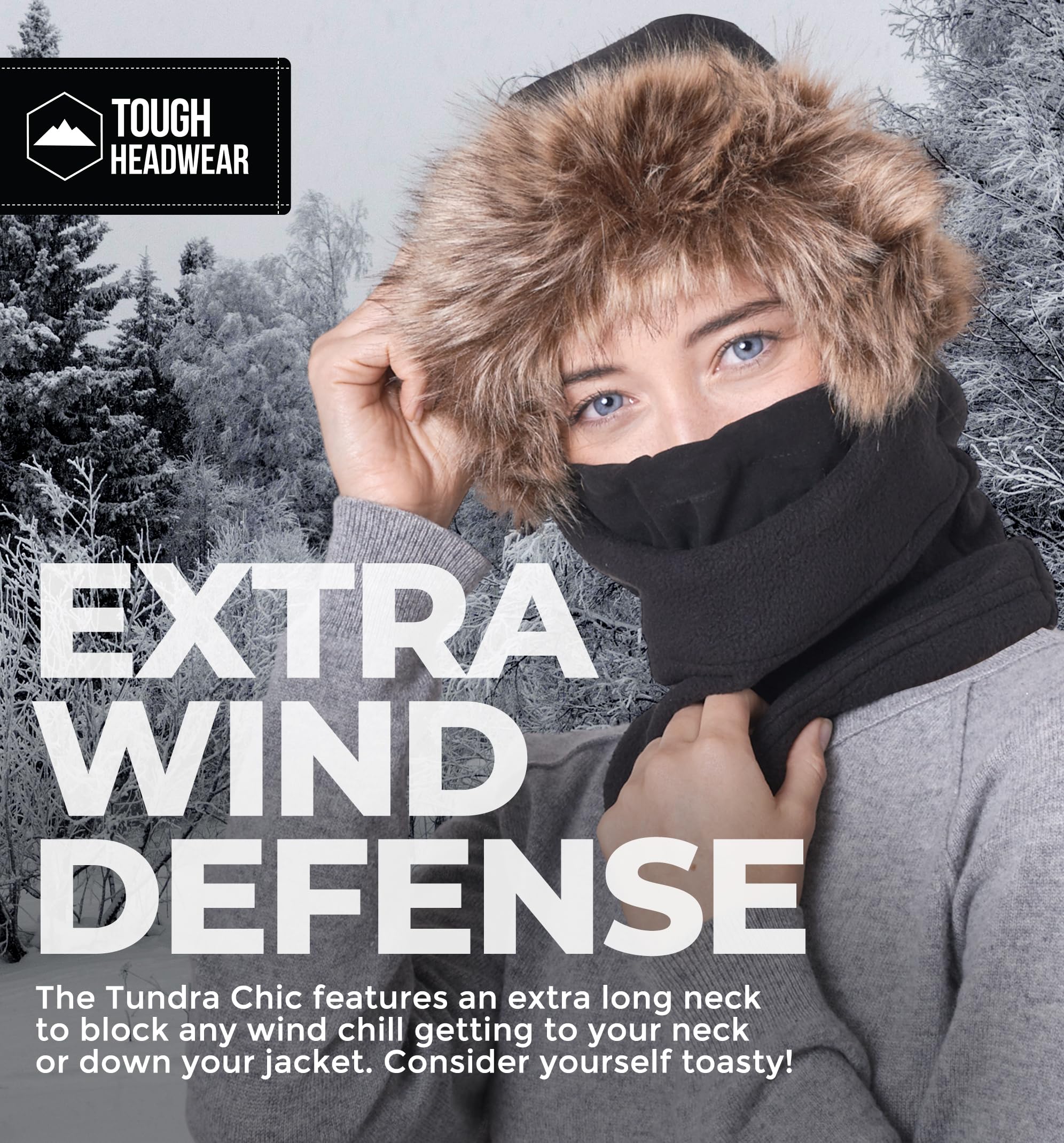 Tough Headwear Fleece Balaclava Ski Mask - Windproof Face Covering - Ski Mask for Cold Weather Gear - Winter Accessories