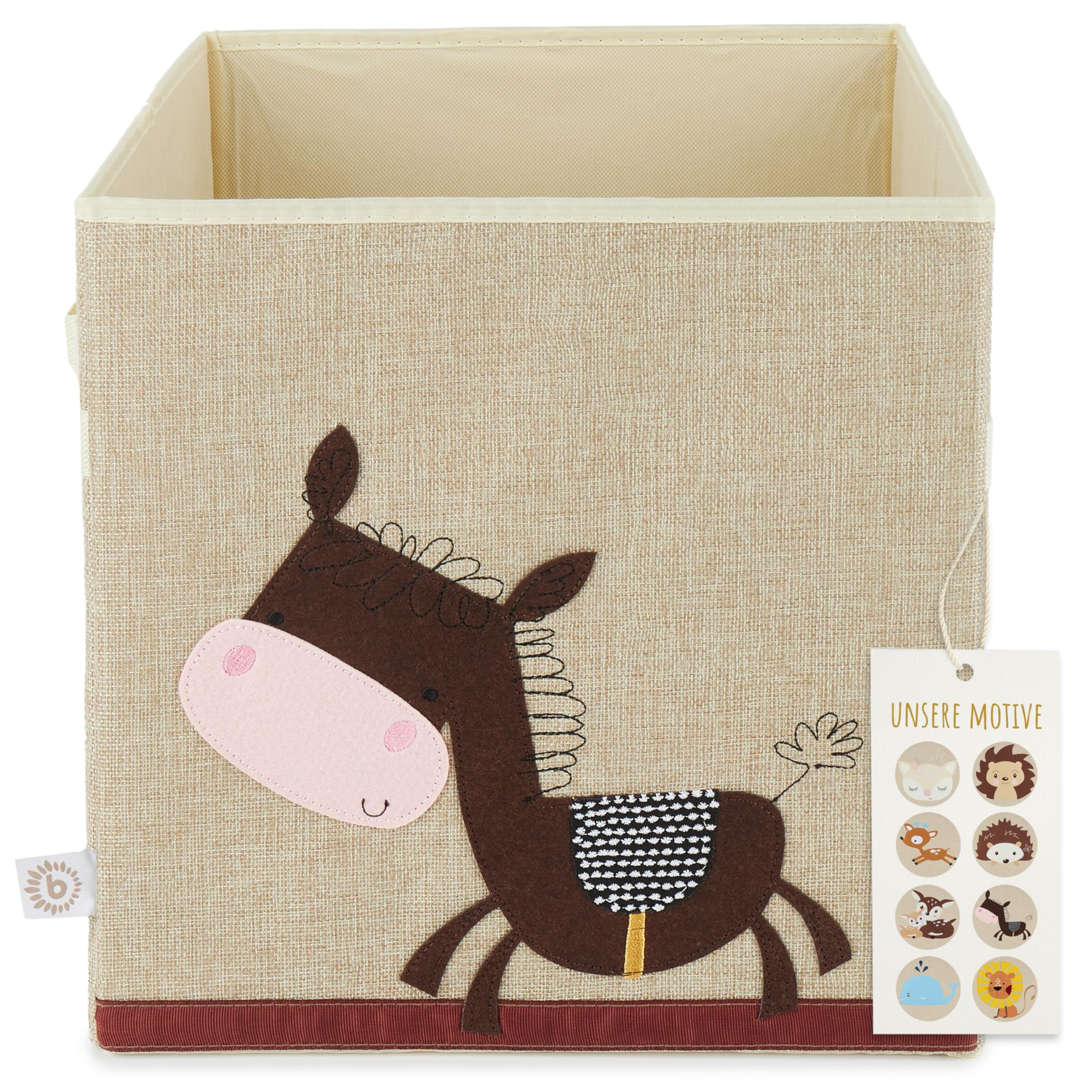 BIECO Children's Storage Box - Cute Donkey Toy Box Foldable - 33x33x33 cm - Ideal for Kallax Shelf - Toy Storage Boxes Kids Room - Stuffed Animal Zoo