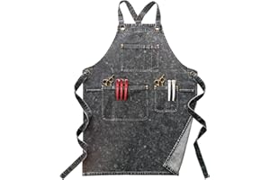 miiinaps Denim Apron With Pockets for Women and Men - Washing Style | Adjustable XXL