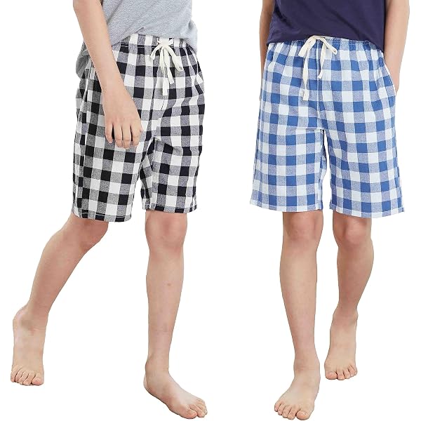 Amazon.com: Big Boys Pajamas Shorts Plaid Loose Cotton Sleep PJ
