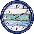 Yoiolclc Large Outdoor Clock Waterproof with Thermometer Vintage Rustic Coastal Clock for Pool Garden Patio (16 Inch)