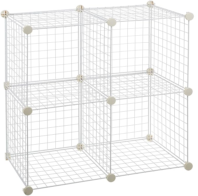 AmazonBasics - 4 Regalwürfel, Drahtregal, Weiß