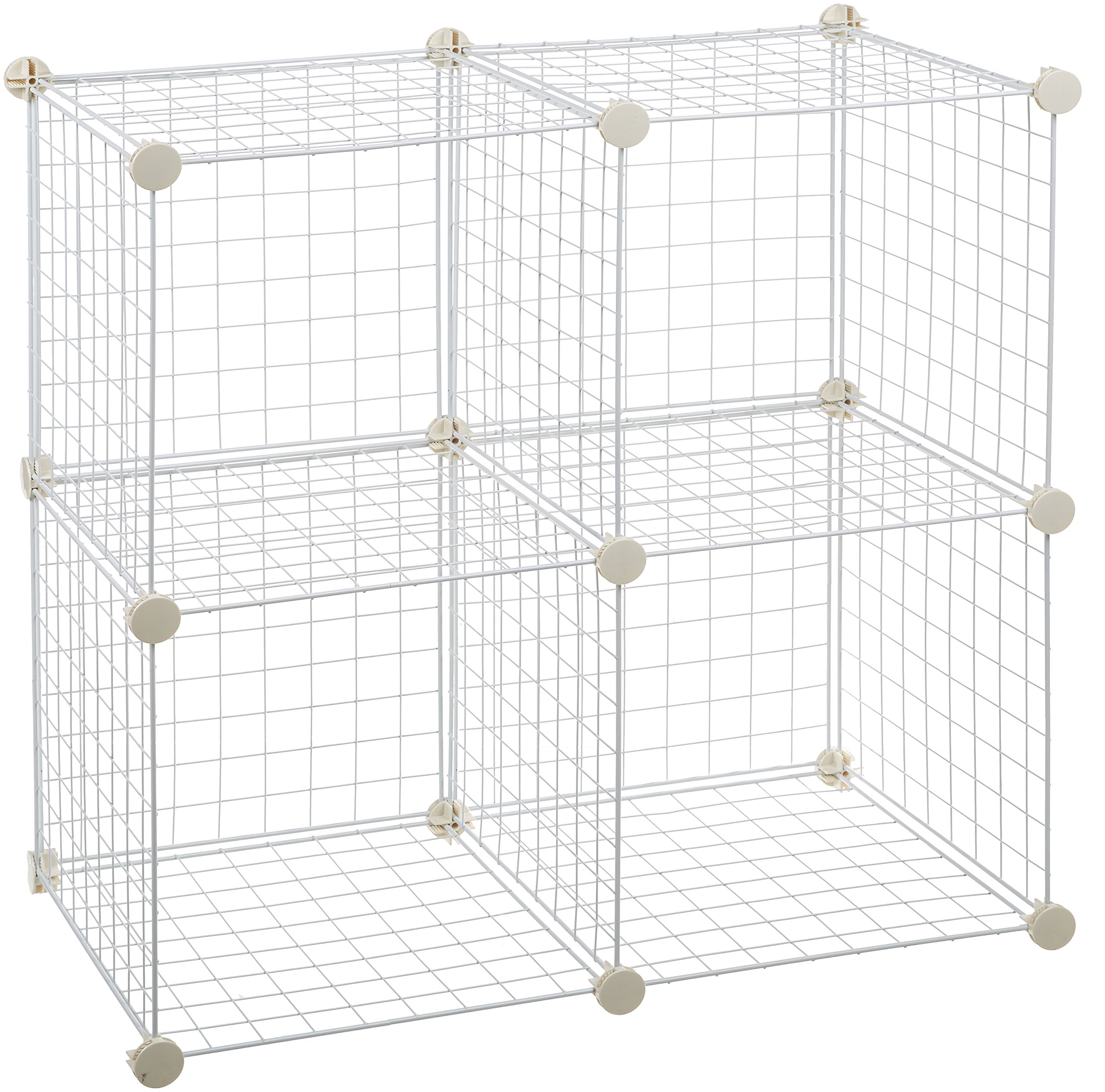 AmazonBasics 4 Cube Grid Wire Storage Shelves, White