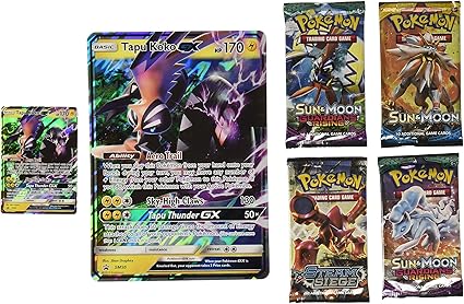 Amazon Com Pokemon Tcg Sun Moon Guardians Rising Shiny Tapu Koko Premium Gx Box Featuring An Oversize Tapu Koko Gx Card Toys Games