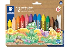 STAEDTLER Noris Junior Jumbo Wax Crayons: 12 Colours, Large Toddler Crayons Ages 2+, Non-Toxic, Chunky & Easy to Hold, Hexago
