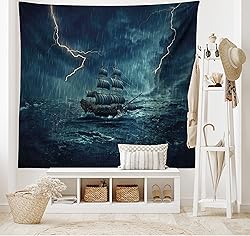 Ambesonne Landscape Tapestry, Stormy and Rainy