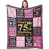 Lcobion 75th Birthday Gifts for Women, Gifts for 75 Year Old Woman, 75th Birthday Decorations Women, Perfect Present 75 Year Old Females, 75th Birthday Blanket 50" X 60"