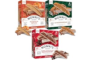 Nonni's Holiday Italian Biscotti Cookies - 3 Boxes Christmas Cookies - Dark Chocolate Peppermint Cookies, Gingerbread Cookies & Pumpkin Cookies - Biscotti Individually Wrapped Cookies - 6.88 oz
