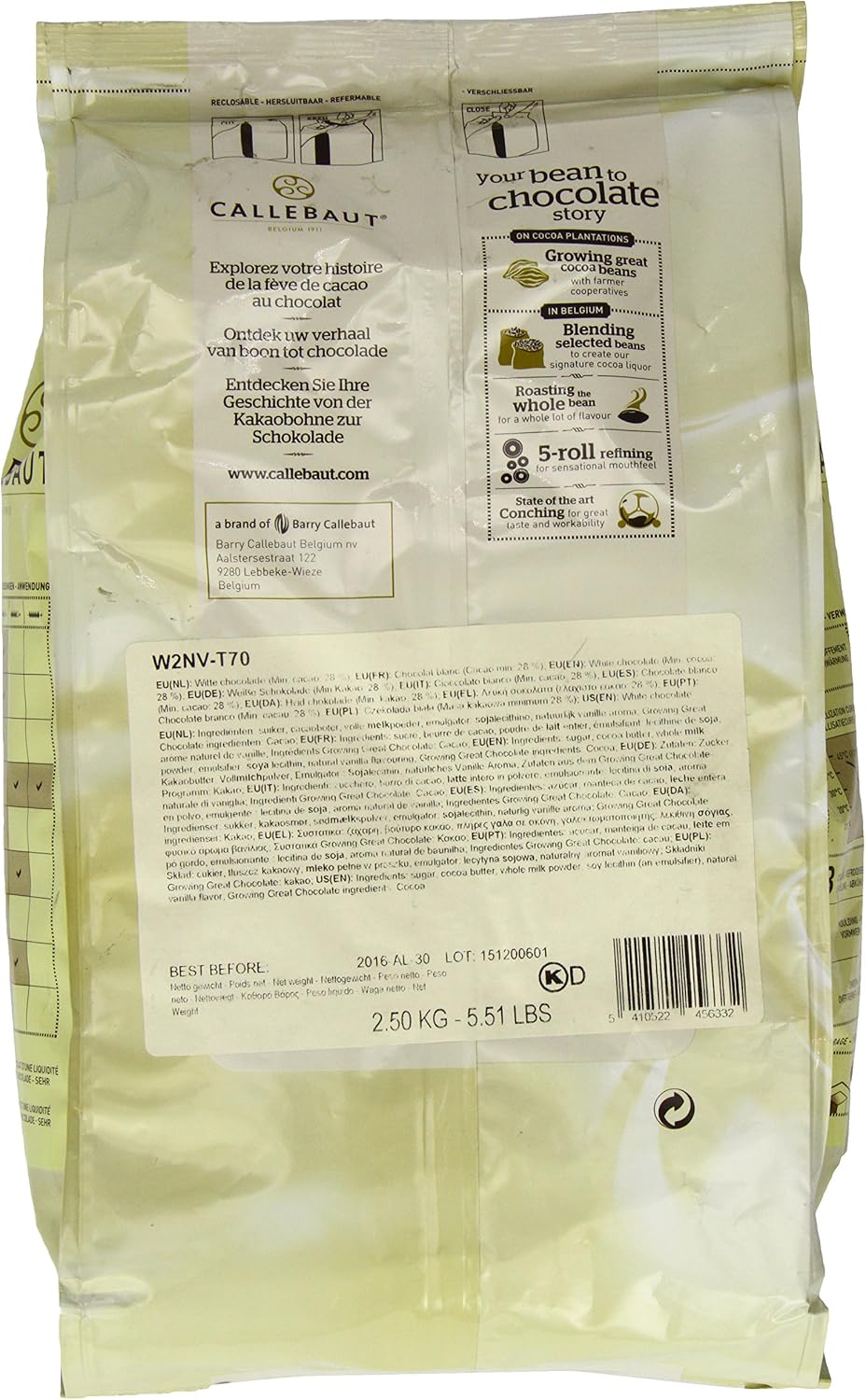 Callebaut W2 Finest Belgian White Chocolate Callets 28.0% Cocoa 2.5kg, 2.5 kg (Pack of 1) - Image 3