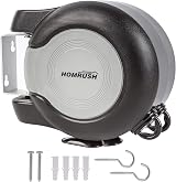 HomRush 30m Retractable Clothes Line, Heavy Duty Wall Mounted, 2 x 15m view 1