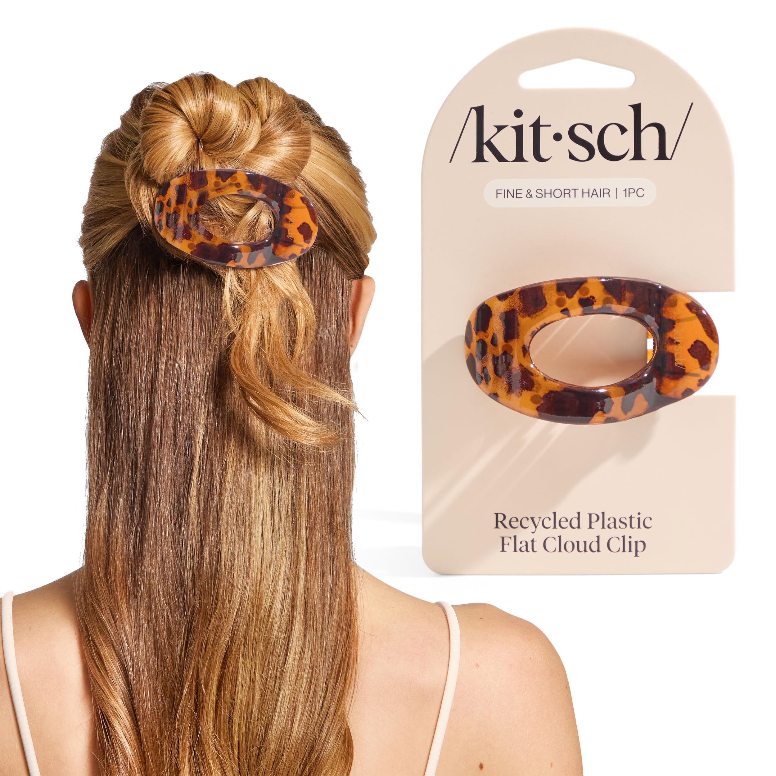 Photo 1 of Kitsch Small Flat Claw Clips for Women - Stylish Flat Hair Clips for Women, Strong Hold for Thick & Fine Hair | Non-Slip for Secure, Comfortable All-Day Wear -Tortoise Design