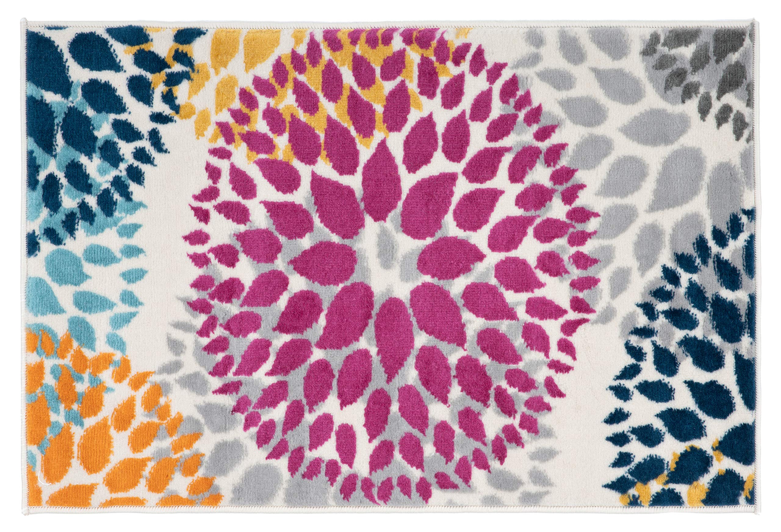Modern Floral Circles Design Area Rug 2' x 3' Multi