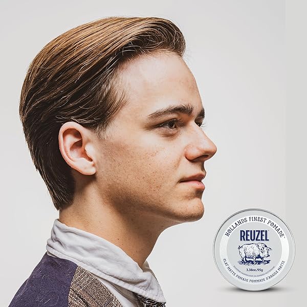 REUZEL CLAY MATTE POMADE, MEDIUM ALL DAY HOLD, WATER SOLUBLE STYLING, MATTE FINISH AND FLAKE FREE, EASY TO WASH OUT, FOR ALL HAIR TYPES