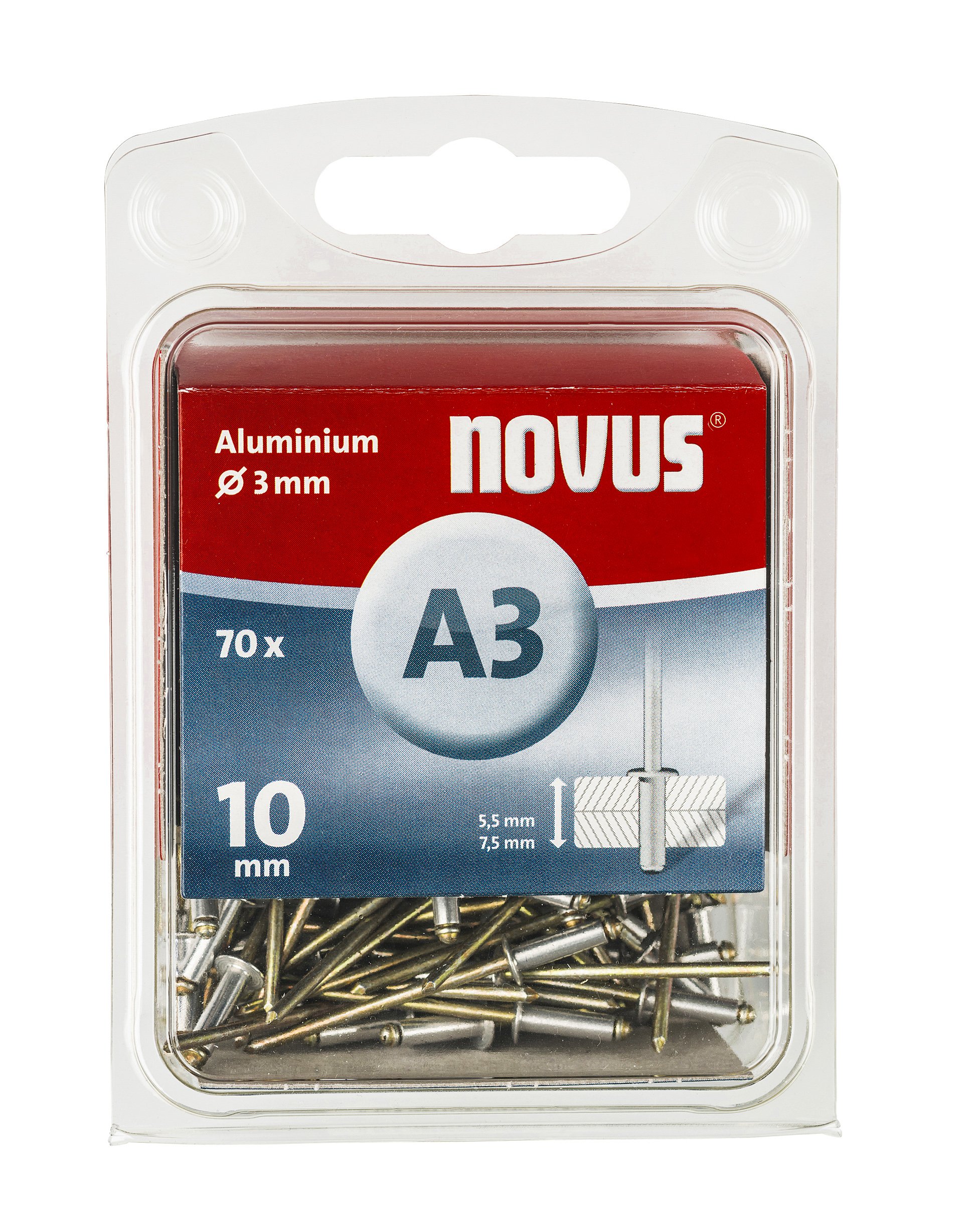 Novus 045-0030 Blind Rivets A 3 x 10 Aluminium Pack of 70