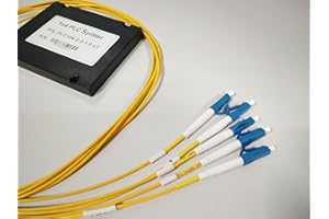 trtfiber PLC Fiber Splitter with Plastic ABS Box Package, Cable Outer Diameter: 2.0mm, LC/SC/FC/ST Connector, Length: 1 Meter (1x2, LC)