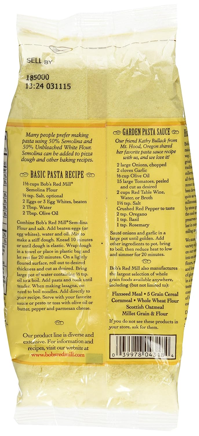 Amazon Bob s Red Mill Semolina Pasta Flour 24 oz 2 Pack Wheat Flours And Meals Grocery & Gourmet Food