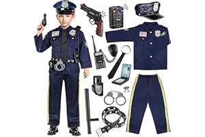 Joycover Police Officer Costume for Kids - Deluxe Police Costume for Kids with Accessories, Kids Halloween Costumes for Boys Girls, Cop Outfit Role Play Kit for Halloween Career Day-M