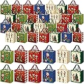 Wesnoy 48 Pcs Large Christmas Nutcracker Gift Bags with Handles Non Woven Christmas Nutcracker Reusable Gift Bags Bulk for Holiday Xmas Party Favors New Year's Shopping, 11.4 x 10.6 x 4.7 Inch