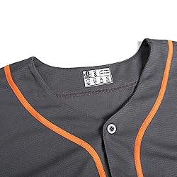 DEHANER Grey Plain Softball Baseball Jersey for Men