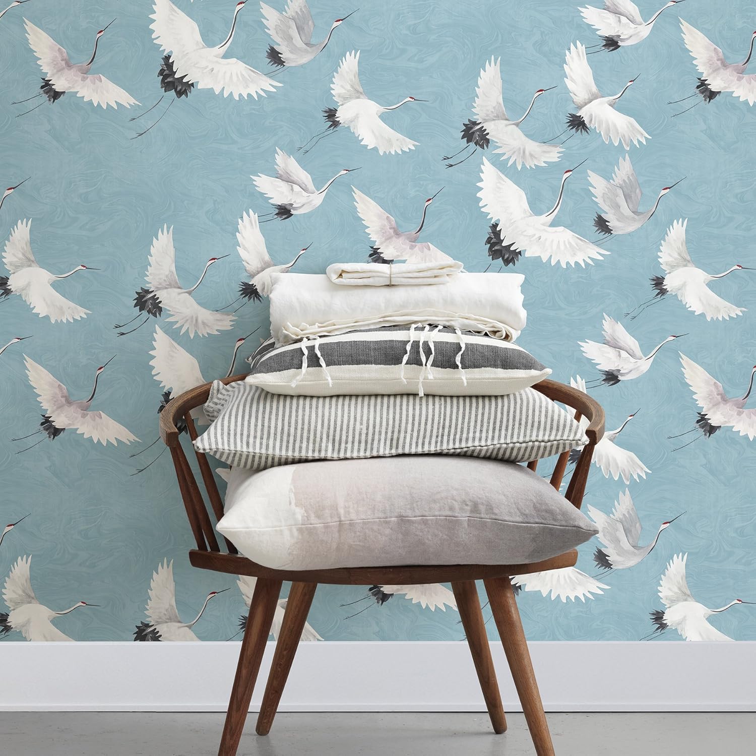 NuWallpaper NU2680 Halcyon Peel & Stick Wallpaper, Blue, Blue (Baby Blue), 20.5 x 216 cm - Image 3