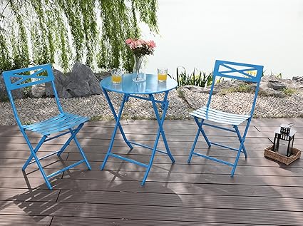 Amazon.com : Captiva Designs Outdoor Patio Stable Steel Bistro Folding