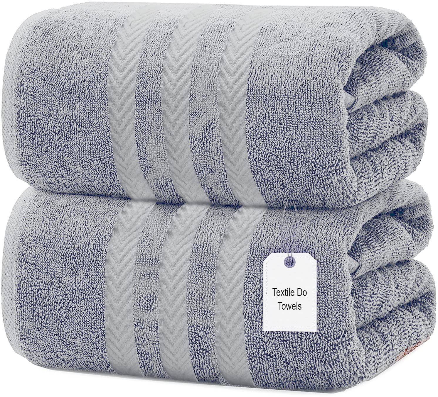 Textile Do Extra Large Jumbo Towel Bath Sheet (100 x 200 cm-600 GSM) Pure Egyptian Cotton Big Bath Sheets (Silver, 2)