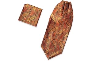 PHDuLac Silk Cravats – Paisley Cravat Dress Ties for Men Jacquard Ascot Tie with Pocket Square