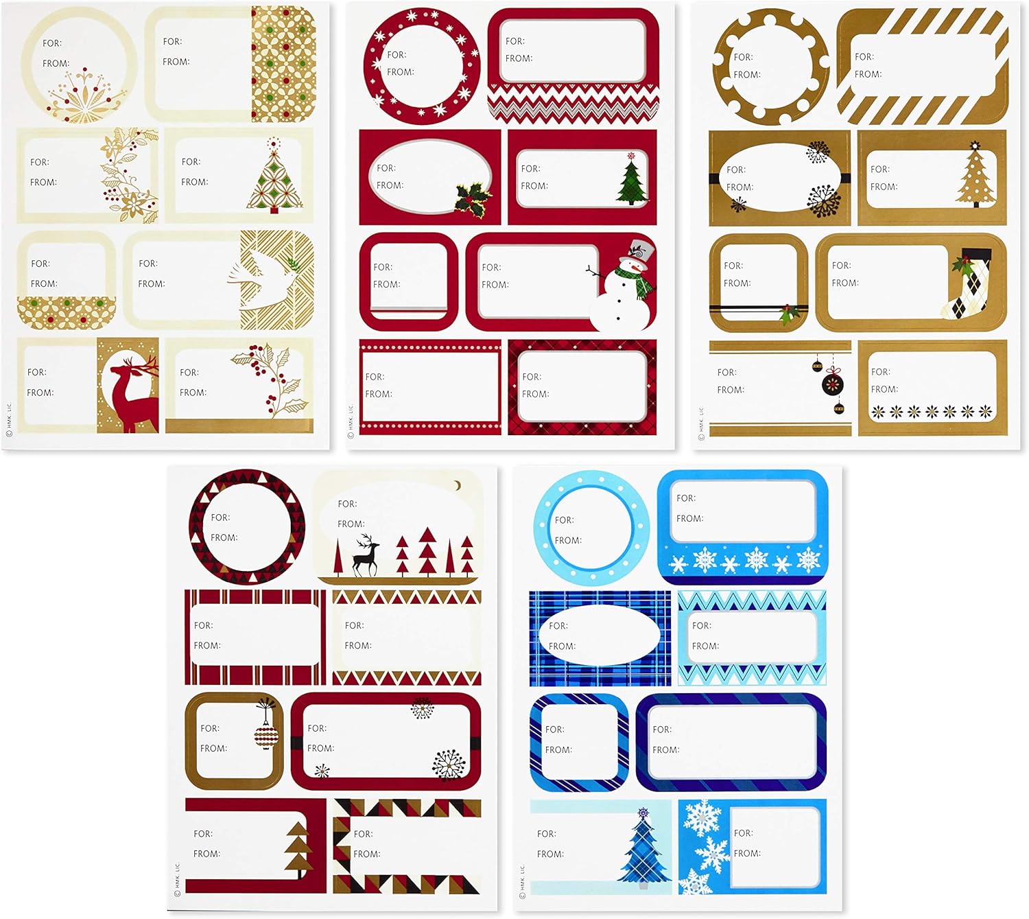 Hallmark Holiday Gift Tag Stickers (80 Labels; Elegant) Red, Gold, Blue: Kitchen & Dining
