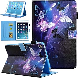 iPad 10.2 Case 2019 2020, iPad 7th / 8th Generation Case, Alugs Multi-Angle Protective PU Leather Folio Cover with Auto Wake/Sleep for iPad 7th 8th Generation 10.2 Inch, Purple Butterfly