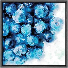 SIGNWIN Framed Canvas Wall Art Fresh Blueberries Fruit...