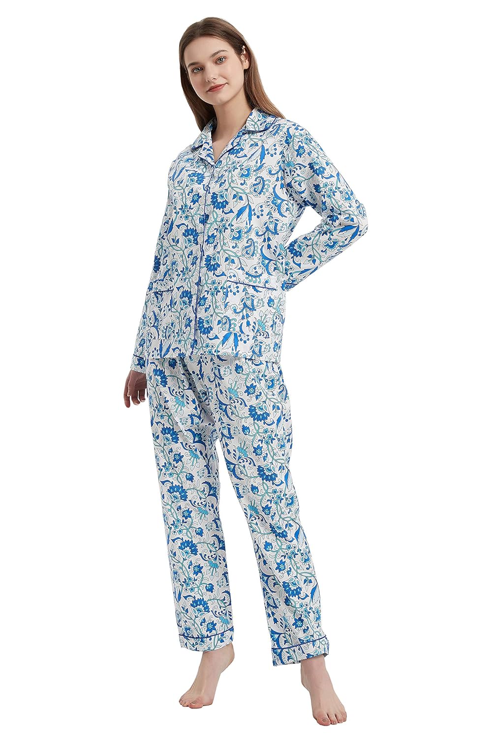 Buy Amaxer Women's 103 Cotton Pajama Set Long Sleeve PJs Soft Button