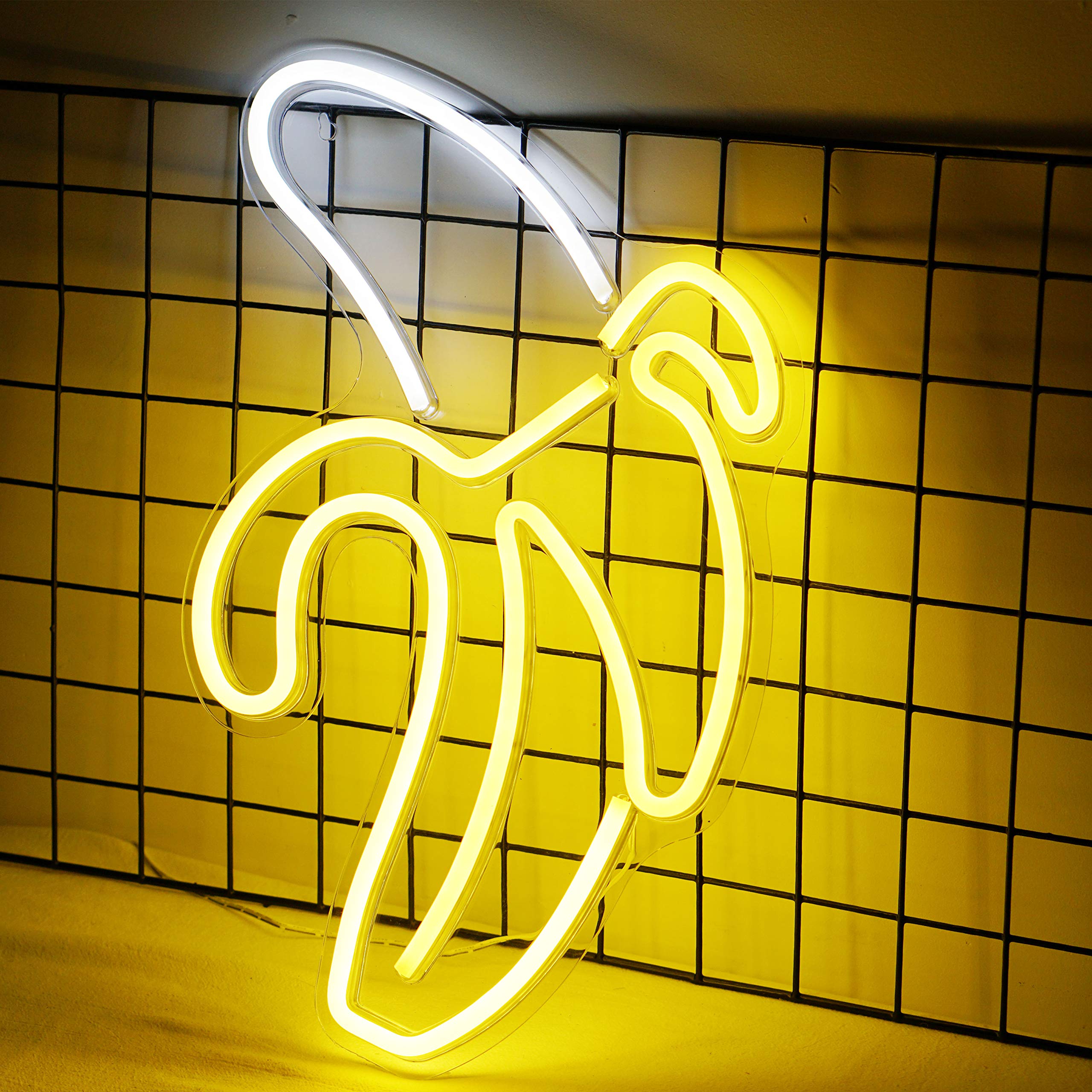 Banana Neon Light Signs, LED Neon Art Decorative, Wall Table Light Marquee Signs/Wall Decoration for Kids' Room Birthday Party Light Bar Recreational Wedding Party