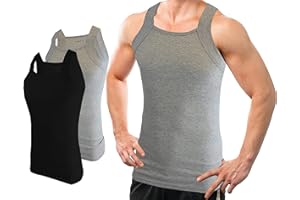 Different Touch 2 Pack Men's Tank Tops Square Cut Muscle Rib A-Shirts