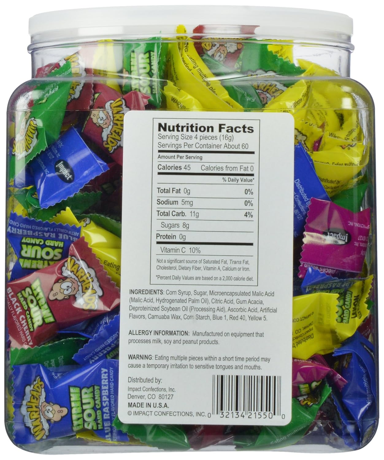 Warheads Extreme Sour Hard Candy (Pack of 240): Grocery & Gourmet Food
