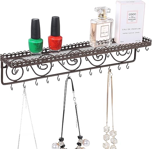 Estante de exhibición de joyería y cosméticos de metal montado en la