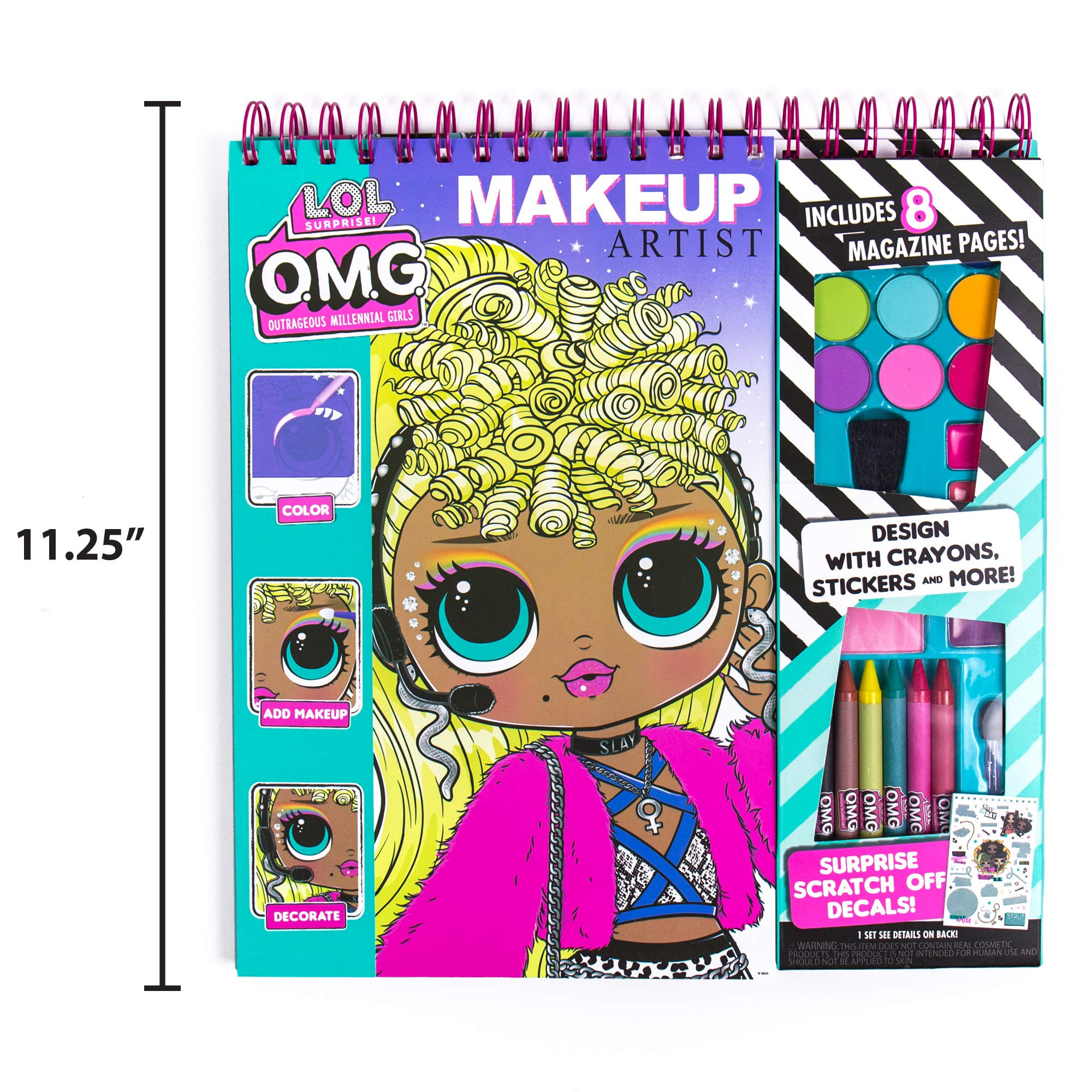 Horizon Group USA LOL OMG Make-Up Artist Magazine DIY Craft Kit, Design with Crayons, Stickers & More.Create Fashionable Looks Using Over 130 Stencil Designs & 200 Stickers