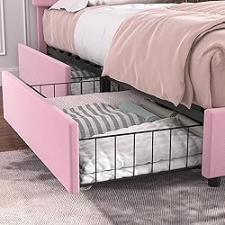 VECELO Queen Size Upholstered Bed Frame with 4