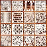 16PCS Geometric Stencils for Painting, Reusable Abstract Layering Stencils for Crafts Reusable on Wood, Furniture, Floor, Dra