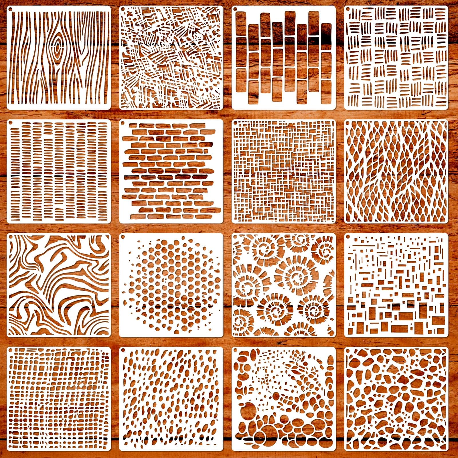 Photo 1 of 16PCS Geometric Stencils for Painting, Reusable Abstract Layering Stencils for Crafts Reusable on Wood, Furniture, Floor, and DIY Home Decor