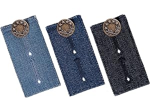 Waistband Extenders by Johnson & Smith | Button Extender for Pants | Denim Material | Pack of 3 Shades | Premium Metal Buttons | 2 Button Holes | Button Extender for Jeans