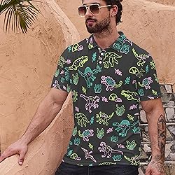 Xdceu Men's Dinosaur Golf Polo Shirt Dinosaur Golf