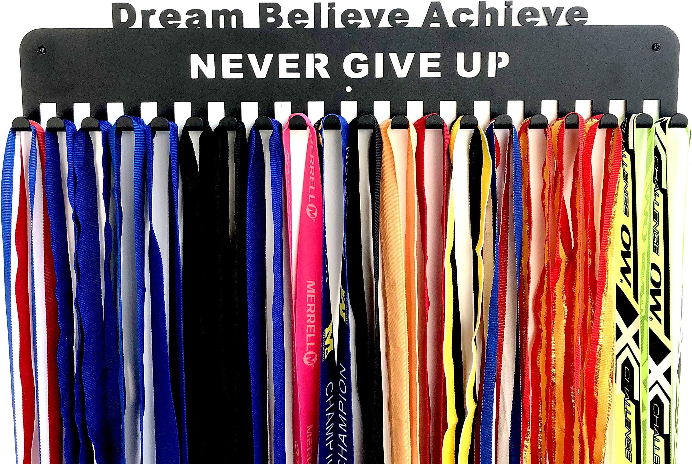 Qualitee Medal Holder, Display Hanger Rack, Medal Hanger, Over 50 Medals, Sports Medal, Runner, Race, Coated Pure Steel, Black