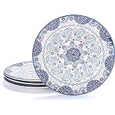 Bico Blue Talavera Dinner Plates Set of 4, 11 Inch Large Ceramic Plates for Pasta, Steak, Stylish Serving Dishes, Microwave and Dishwasher Safe, Gift for Housewarming and Thanksgiving