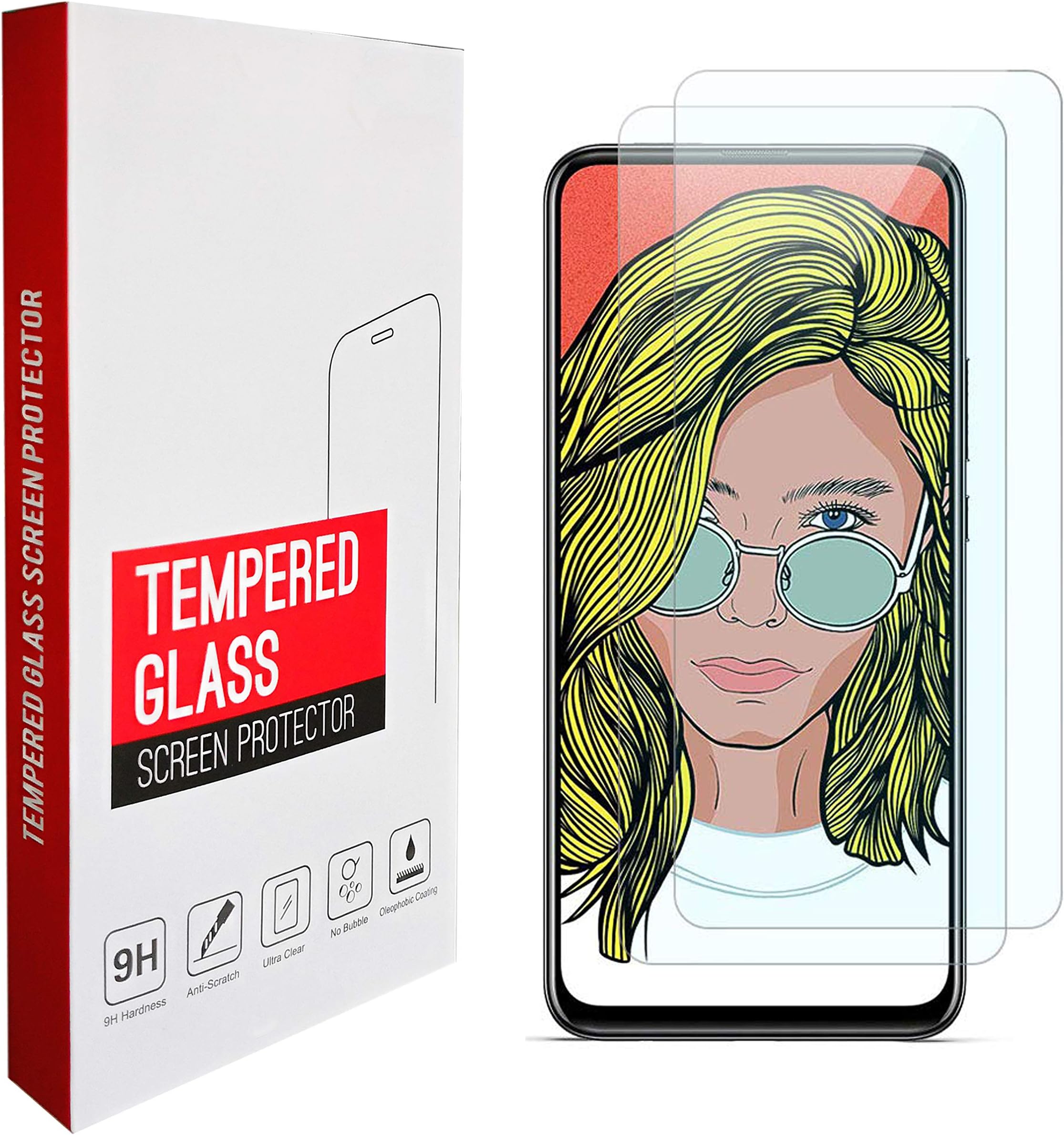 [2 pack] Huawei P Smart Z Screen Protector, QITAYO Tempered Glass Screen Protector [0.3mm, 2.5D] [9H Hardness] [Crystal Clear] [Bubble Free] for Huawei P Smart Z.